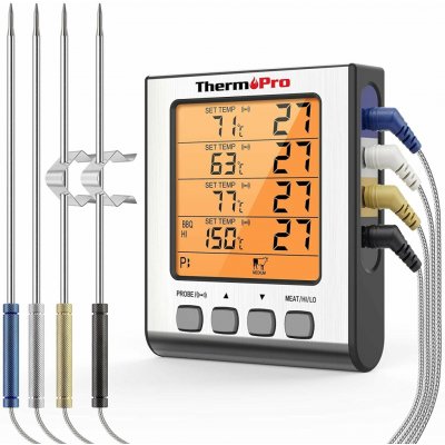 ThermoPro TP-17H digitální kuchyňský teploměr, čtyři sondy, stříbrný TP-17H – Sleviste.cz