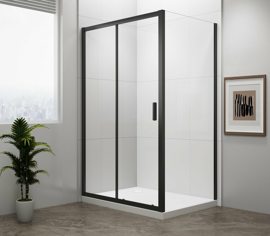 Polysan Easy Black sprchový kout obdélníkový 120 x 80 x 190 cm posuvné černá čiré sklo EL1215B-02