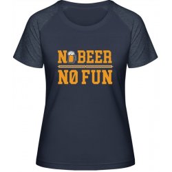 MyMate Prodloužené Triko MY120 Pivní design No Beer No Fun Navy / Heather Navy