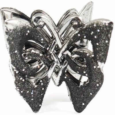 Skřipec na vlasy ve tvaru motýla s třpytivými glitry Barva: černá – Zboží Dáma
