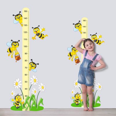 INSPIO Samolepky do dětského pokoje - Dětský metr se včelkami, velikost 90 x 80 cm, 3620f – Zboží Mobilmania