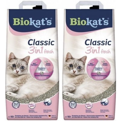 Biokat’s Classic Fresh 3 v 1 s vůní dětského pudru 2 x 10 l – Zboží Mobilmania