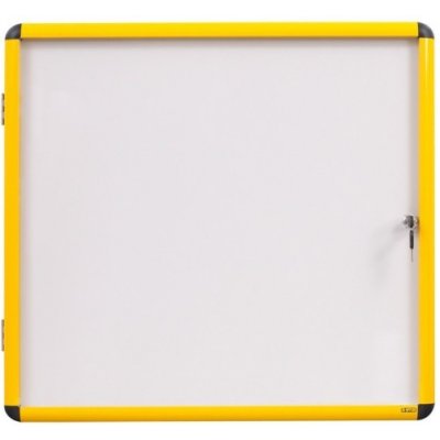 Bi-Office Vnitřní vitrína s bílým magnetickým povrchem, žlutý rám, 720 x 674 mm (6xA4)