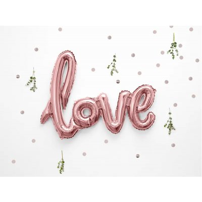 Balón foliový LOVE Valentýn Svatba rose gold růžovo zlatý 73x59 cm – Zbozi.Blesk.cz