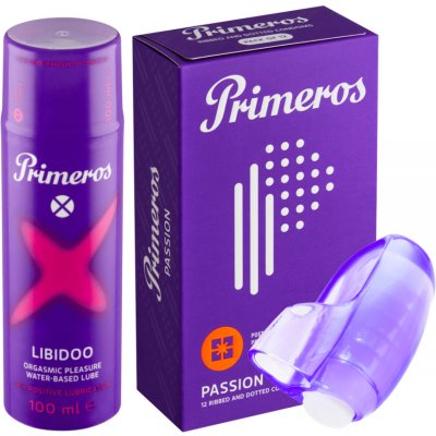 Primeros Primeros lubrikant Libidoo kondomy Passion a vibrační náprstek jako dárek zdarma – Zboží Mobilmania
