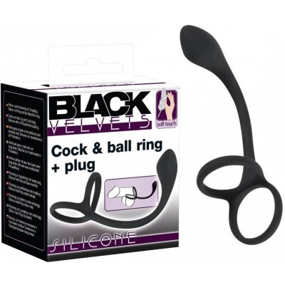 Black Velvets Cock & Ball Ring + Plug Slim – Zboží Dáma