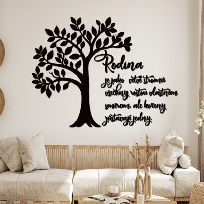 dřevo života Dřevěný strom Rodina jsou kořeny Rozměry (cm): 79x60, Zvolte barvu dekoru: Černá – Zboží Dáma