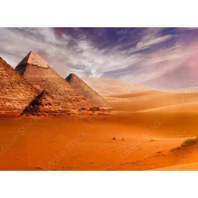 WEBLUX 293515177 Fototapeta plátno Giseh pyramids in Cairo in Egypt desert sand sun rozměry 160 x 116 cm