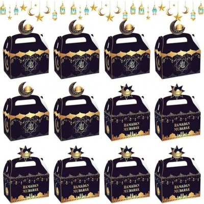 12 kusů dárkových krabiček Eid Mubarak, papírové tašky Ramadan, dárkové tašky, dárkové tašky, – Zboží Dáma