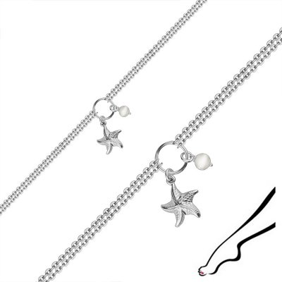 Šperky eshop Náramek na kotník ze stříbra mořská hvězdice kultivovaná perla R20.12 – Zboží Mobilmania