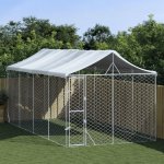 vidaXL Venkovní psí kotec se střechou stříbrný 300 x 600 x 250 cm – Zboží Dáma