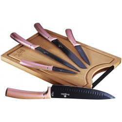 Berlingerhaus Sada nožů s nepřilnavým povrchem + prkénko 6 ks I-Rose Edition