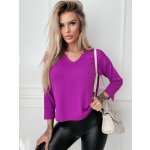 Fashionweek Dámský svetr podzimní svetr s výstřihem do V NB82308 Fialový – Zboží Dáma