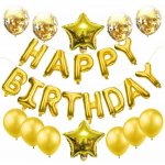 Balónkový set Happy Birthday zlatý – Zboží Dáma