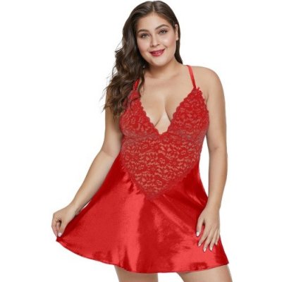 VšeNaSex.cz Dámská košilka s kalhotkami Red Satin and Lace Chemise Set – Zbozi.Blesk.cz