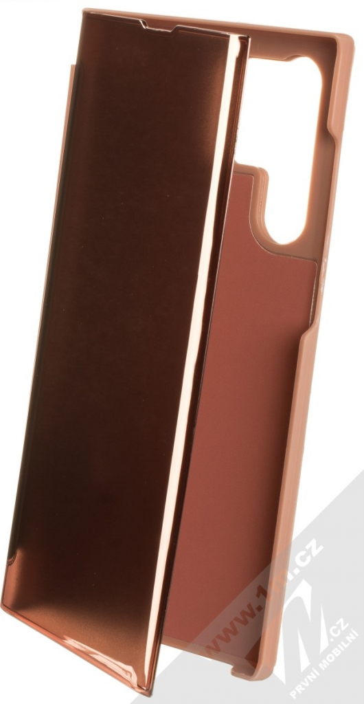 Pouzdro 1Mcz Clear View flipové Samsung Galaxy S22 Ultra 5G růžové