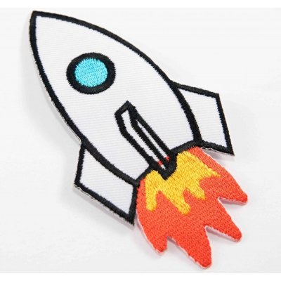 Nažehlovací záplata - raketa - rozměr 10,5 cm x 5,5 cm - bílá – Zboží Dáma