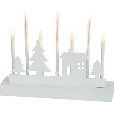 MagicHome Vianoce Svícen MagicHome Vánoce 8 LED teplá bílá 2xAA MDF interiér 24x5,5x18 cm – Hledejceny.cz