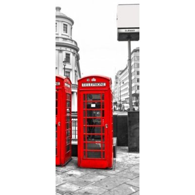 WEBLUX 39354761 Samolepka na dveře fólie Red telephone boxes and double Červené telefonní schránky a dvojité rozměry 90 x 220 cm – Zbozi.Blesk.cz