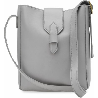 Klasická dámská objemná kabelka listonoška taška na dokumenty shopper se zapínáním na cvoček šedá – Zboží Mobilmania