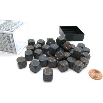 Chessex Sada 36 kostek D6 12 mm tmavě šedá/měděná – Zboží Mobilmania
