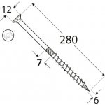 DOMAX CS tesařský konstrukční vrut se zapuštěnou hlavou zinek žlutý DMX ø (mm): 6, délka vrutu: 280, TORX: T30 – Sleviste.cz