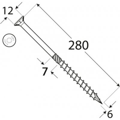 DOMAX CS tesařský konstrukční vrut se zapuštěnou hlavou zinek žlutý DMX ø (mm): 6, délka vrutu: 280, TORX: T30 – Sleviste.cz