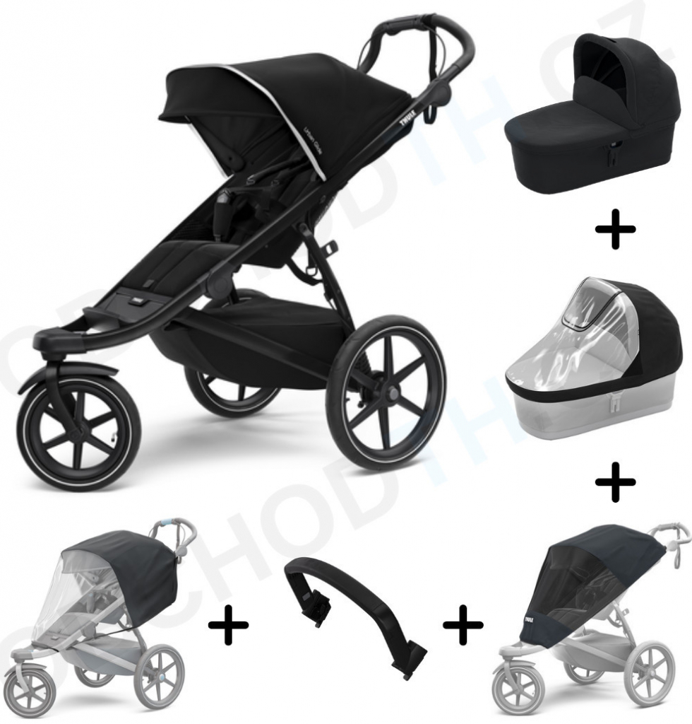 THULE Urban Glide 2 Black 2022 + pláštěnka + ochranná síť + madlo + korba + pláštěnka na korbičku