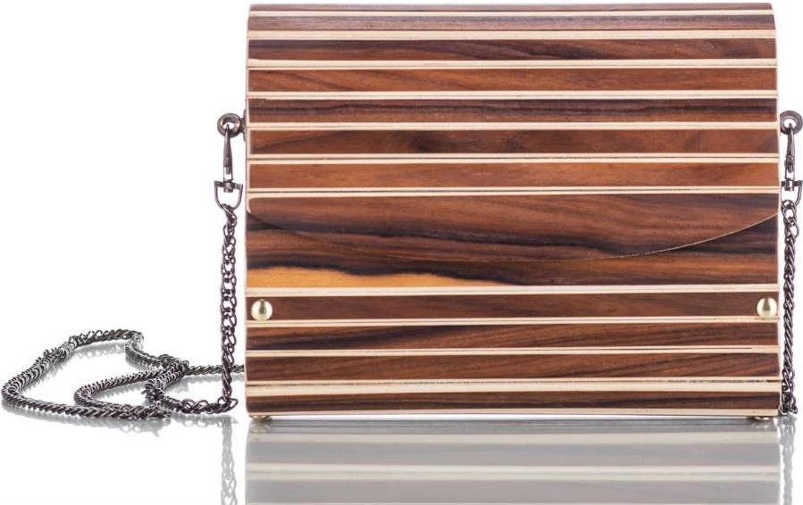 Moi-style dřevěná kabelka HOLA popruh kožený