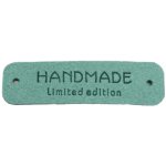Pro Háčkování Koženková cedulka Hand Made - Limited edition - 15x55 mm světlý petrol – Zboží Dáma