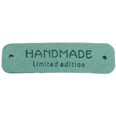 Pro Háčkování Koženková cedulka Hand Made - Limited edition - 15x55 mm světlý petrol – Zboží Dáma