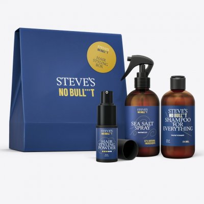 Steve's Set vlasový pudr pro muže 35 ml + stylingový sprej s mořskou solí 500 ml + šampon na vlasy a vousy 250 ml – Zboží Mobilmania