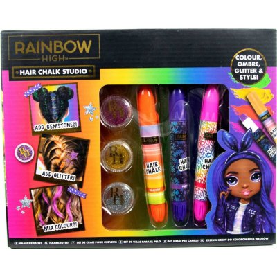 RAINBOW HIGH Třpytivé vlasové studio barevné křídy s ozdobami na vlasy – Zboží Dáma