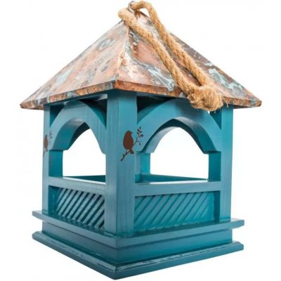 Pet Buddy PetBuddy Altánek krmítko pro ptáky 20 x 20 x 30 cm tyrkys cedrové dřevo – Zboží Dáma