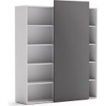 Block Kancelářský regál s posuvným panelem, 1600 x 400 x 1748 mm, grafitová – Zbozi.Blesk.cz