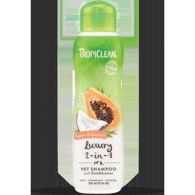 Tropiclean 2 v 1 šampon s kondicionérem papája a kokos 355 ml – HobbyKompas.cz