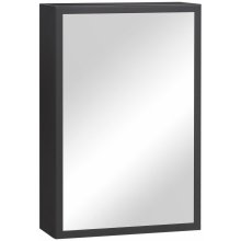 HOMCOM Zrcadlová koupelná skříňka 834-552V00BK, závěsná skříňka, nástěnná skříňka, z ušlechtilé oceli, černá, 40 x 15 x 60 cm