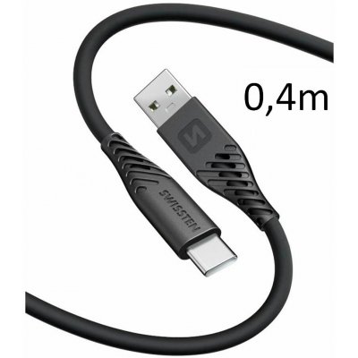 Swissten 71506519 SOFT SILICONE USB / USB-C, 0,4m, černý – Sleviste.cz