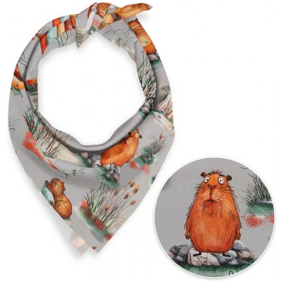 Biante Dětský bavlněný šátek Sandra SA-711 Kapybary na šedém – Zboží Dáma