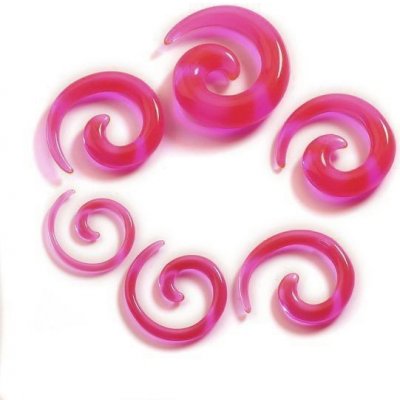 Šperky4U roztahovák do ucha spirála růžová průhledná EP01064-03