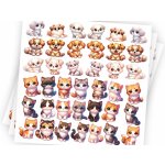 Nalepte.cz Mini psi a kočky textilní přelepitelné samolepky arch 18 x 17 cm – Hledejceny.cz