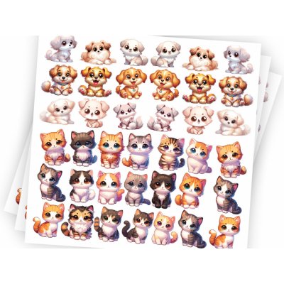 Nalepte.cz Mini psi a kočky textilní přelepitelné samolepky arch 18 x 17 cm – Hledejceny.cz