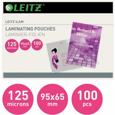 Laminovací kapsy Leitz - 65x95mm, 125 mic, čiré, 100 ks – Sleviste.cz