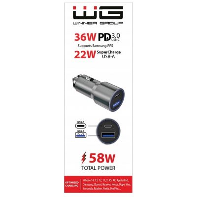 Winner autonabíječka USB-A/USB-C 36 W šedá (WINCL1USB1CGR) Autonabíječka – Sleviste.cz