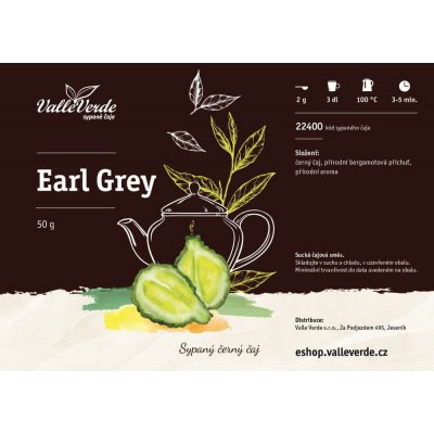 Valle Verde Earl Grey sypaný čaj 50 g – Zboží Mobilmania