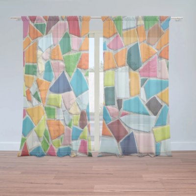 Sablio Záclony Barevná mozaika: 2ks 150x250cm – Hledejceny.cz