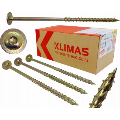 Konstrukční vrut do dřeva KLIMAS 8x160 TORX talířová hlava TX40 žlutý Zn (25 ks v balení) – Zboží Mobilmania