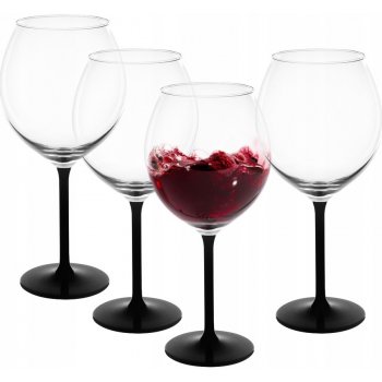 Royal Leerdam Sklenice na bílé víno sklenice na červené víno sklenice na vodu koktejlové sklenice Onyx černé čiré 4 x 700 ml