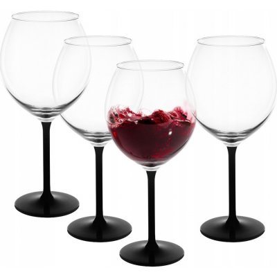 Royal Leerdam Sklenice na bílé víno sklenice na červené víno sklenice na vodu koktejlové sklenice Onyx černé čiré 4 x 700 ml