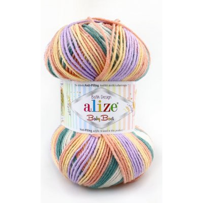Alize příze Baby Best Batik 7917 krémová, zelená, fialová, broskvová – Zboží Mobilmania